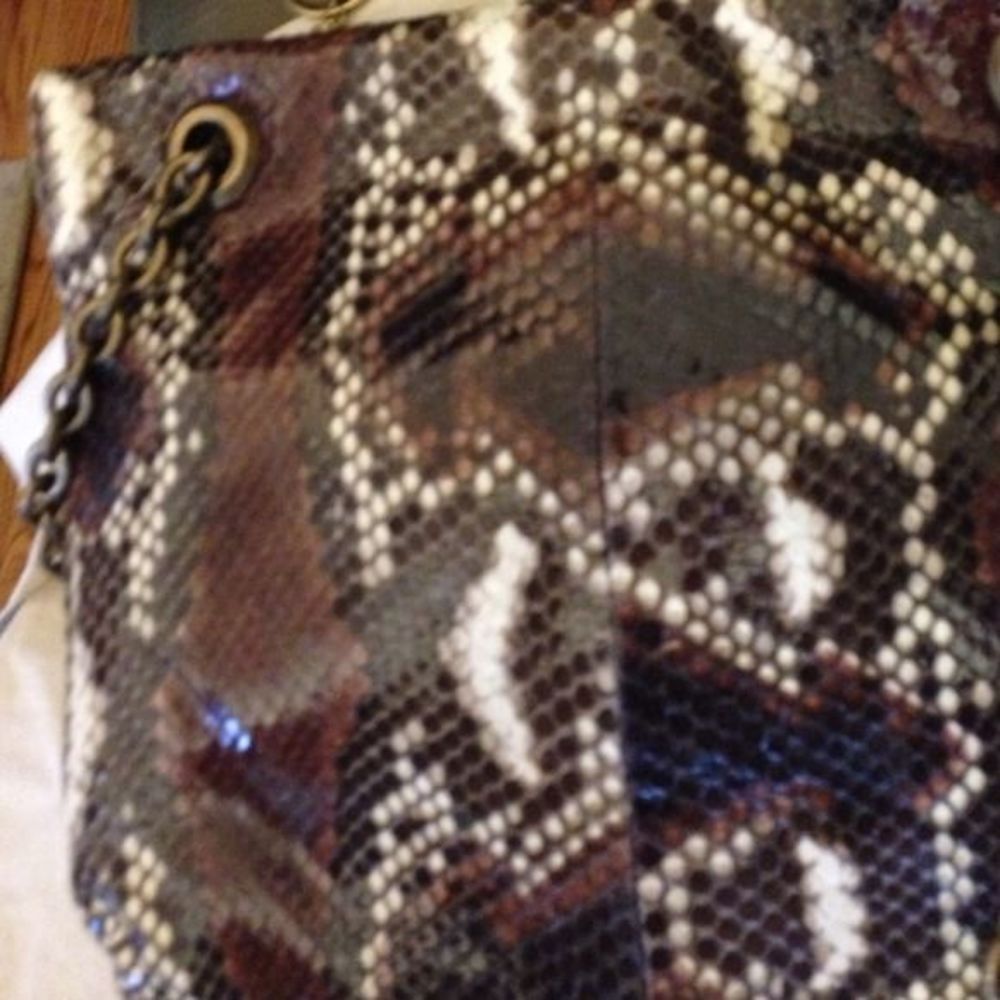 LANVIN Happy MM Printed Python Flap Chain Link NWT - Picture 4 of 4